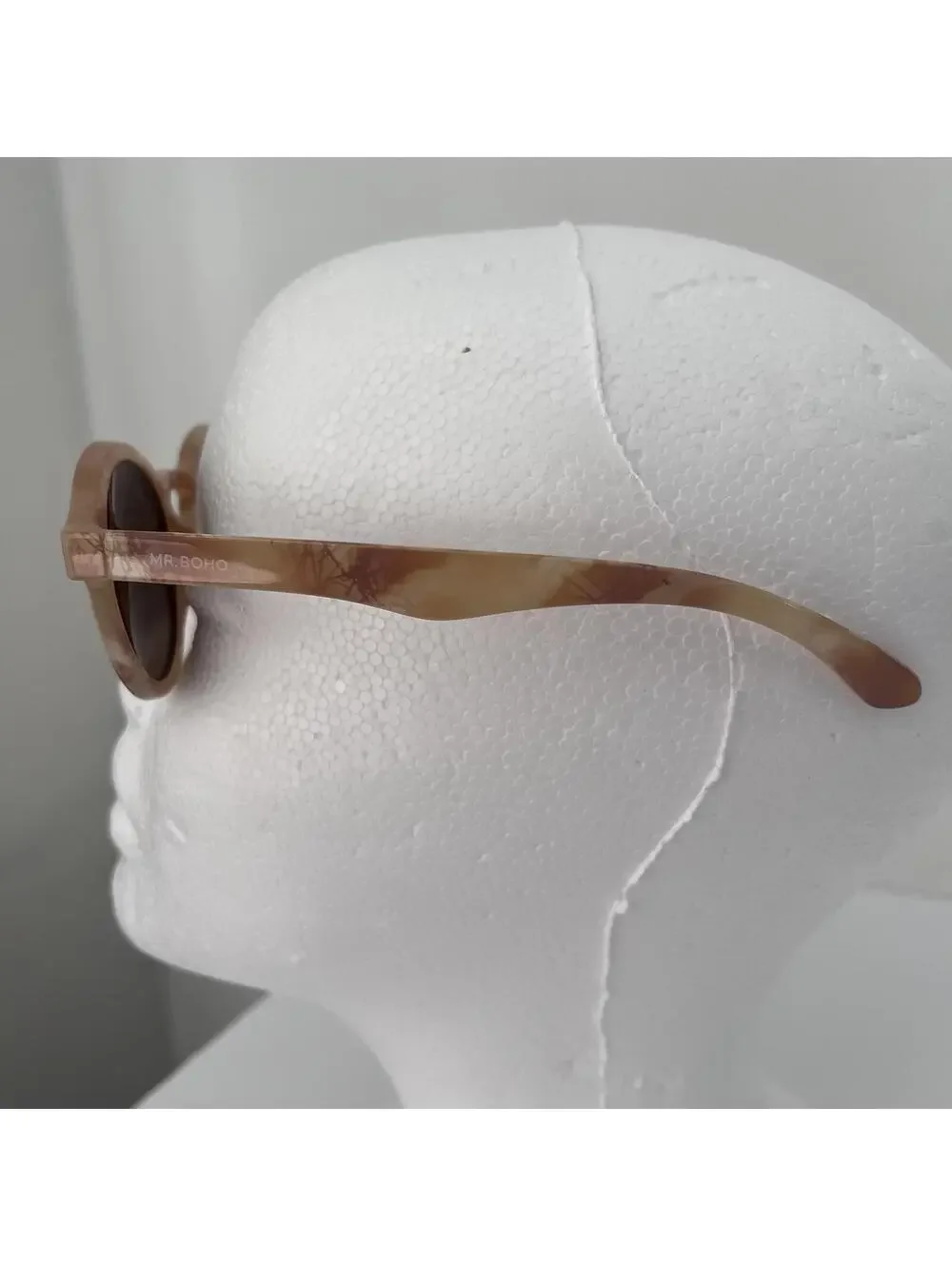 Mr. Boho Dalston Round Sunglasses Italy Cream Tortoise Marble Style Frame Retro - Picture 5 of 8
